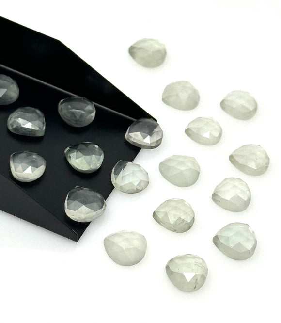 5 Pcs Green Amethyst Rosecuts, Prasiolite Rose Cuts Loose Gemstones, Rosecut Ring Stones Bulk Wholesale DIY Jewelry Supplies , 10mm