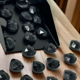 12 Pcs Black Onyx Rose Cut Loose Gemstone Cabochons, Black Onyx Ring Stones Rosecuts Bulk Wholesale DIY Jewelry Making Supplies, 10mm