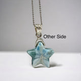 Larimar Star Pendant Necklace , Sterling Silver Hand Carved Larimar Necklace, Bohemian Jewelry, Natural Dominican Republic Larimar Pendant