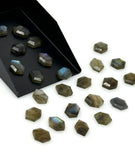 8 Pcs Natural Labradorite Rosecut Loose Gemstones Cabochons, Bulk Labradorite Rose Cut Ring Stones Wholesale DIY Jewelry Making, 10x7mm