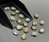 8 Pcs Natural Labradorite Rosecut Loose Gemstones Cabochons, Bulk Labradorite Rose Cut Ring Stones Wholesale DIY Jewelry Making, 10x7mm