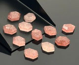 11 Strawberry Quartz Rosecut Cabochons Loose Gemstones, Strawberry Quartz Rose Cuts Ring Stones Bulk Wholesale DIY Jewelry Making Supplies