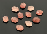 11 Strawberry Quartz Rosecut Cabochons Loose Gemstones, Strawberry Quartz Rose Cuts Ring Stones Bulk Wholesale DIY Jewelry Making Supplies