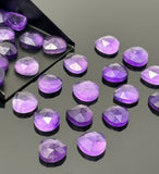 7 Pcs Natural Amethyst Rose Cut Loose Gemstones Cabochons, Amethyst Rosecut Ring Stone Bulk Wholesale DIY Jewelry Making Supplies, 10mm