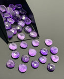 7 Pcs Natural Amethyst Rose Cut Loose Gemstones Cabochons, Amethyst Rosecut Ring Stone Bulk Wholesale DIY Jewelry Making Supplies, 10mm