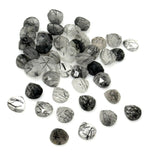 10mm Black Rutile Rosecut Loose Gemstones Cabochons, Black Rutilated Quartz Rose Cuts Ring Stones, Bulk Wholesale DIY Jewelry Making Stones