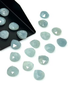 10mm Aquamarine Rose Cut Loose Gemstone Cabochons, Natural Aquamarine Rosecuts Bulk Wholesale DIY Jewelry Making Ring Stones Supplies