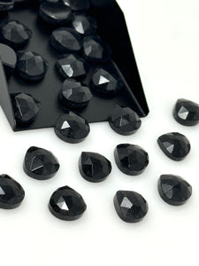 12 Pcs Black Onyx Rose Cut Loose Gemstone Cabochons, Black Onyx Ring Stones Rosecuts Bulk Wholesale DIY Jewelry Making Supplies, 10mm