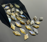 11Pcs Labradorite Rosecut Loose Gemstones Cabochons, Natural Labradorite Rose Cut Ring Stones Bulk Wholesale DIY Jewelry Making Supplies