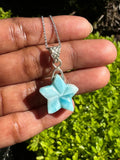 Larimar Star Necklace , Sterling Silver Hand Carved Larimar Pendant Necklace, Bohemian Jewelry, Natural Dominican Republic Larimar Pendant