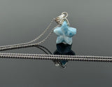 Larimar Star Necklace , Sterling Silver Hand Carved Larimar Pendant Necklace, Bohemian Jewelry, Natural Dominican Republic Larimar Pendant