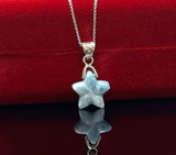 Larimar Star Necklace , Sterling Silver Hand Carved Larimar Pendant Necklace, Bohemian Jewelry, Natural Dominican Republic Larimar Pendant