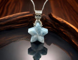 Larimar Star Necklace , Sterling Silver Hand Carved Larimar Pendant Necklace, Bohemian Jewelry, Natural Dominican Republic Larimar Pendant