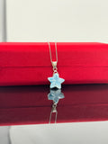 Larimar Star Necklace , Sterling Silver Hand Carved Larimar Pendant Necklace, Bohemian Jewelry, Natural Dominican Republic Larimar Pendant