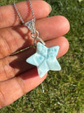 Larimar Star Necklace , Sterling Silver Hand Carved Larimar Pendant Necklace, Bohemian Jewelry, Natural Dominican Republic Larimar Pendant