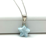Larimar Gemstone Necklace , Reversible Hand Carved Larimar Star Necklace, Bohemian Jewelry, Dominican Republic Larimar Necklace