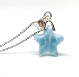 Larimar Star Necklace , Sterling Silver Larimar Pendant Necklace, Bohemian Jewelry, Natural Dominican Republic Larimar Pendant, 1.25”x0.60”