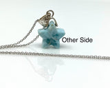 Larimar Gemstone Necklace, Reversible Larimar Star Silver Necklace, Bohemian Jewelry, Dominican Republic Larimar Jewelry Gifts, 1.30”x0.60”