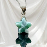 Larimar Gemstone Necklace, Silver Hand Carved Larimar Star Necklace, Bohemian Jewelry, Natural Dominican Republic Larimar Jewelry Gifts