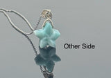 Larimar Necklace, Atlantis Stone, Healing Stone, Silver Star Bohemian Jewelry, Dominican Republic Larimar Jewelry Gifts, 1.20”x0.60”