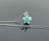 Larimar Necklace, Atlantis Stone, Healing Stone, Silver Star Bohemian Jewelry, Dominican Republic Larimar Jewelry Gifts, 1.20”x0.60”