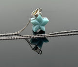 Larimar Gemstone Necklace, Hand Carved Larimar Star Necklace, Bohemian Jewelry, Dominican Republic Larimar Necklace, 1.30”x 0.75”