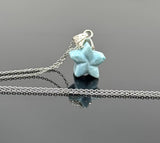 Larimar Necklace, Atlantis Healing Stone Jewelry, Silver Bohemian Jewelry, Dominican Republic Larimar Star Jewelry Gifts, 1.25”x0.75”