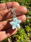 Larimar Gemstone Necklace, Atlantis Healing Stone Star Shape Pendant Necklace, Dominican Republic Larimar Jewelry Gifts, 1.30”x0.75”