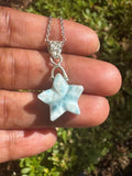 Larimar Gemstone Necklace, Atlantis Healing Stone Jewelry, Sterling Silver Dominican Republic Larimar Jewelry Gifts, 1.25”x0.70”