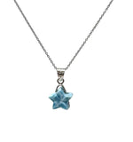 Larimar Gemstone Necklace, Hand Carved Larimar Star Necklace, Bohemian Jewelry Gifts, Dominican Republic Larimar Necklace, 1.15” x 0.60”