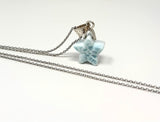 Larimar Gemstone Necklace, Light Blue Larimar Star Necklace, Bohemian Jewelry Gifts, Dominican Republic Larimar Necklace, 1.25” x 0.60”