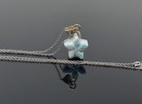Larimar Gemstone Necklace, Light Blue Larimar Star Necklace, Bohemian Jewelry Gifts, Dominican Republic Larimar Necklace, 1.25” x 0.60”