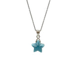 Larimar Gemstone Necklace, Hand Carved Larimar Star Necklace, Bohemian Jewelry Gifts, Dominican Republic Larimar Necklace, 1.30” x 0.75”