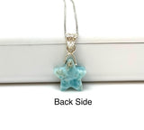 Larimar Gemstone Necklace, Hand Carved Larimar Star Necklace, Bohemian Jewelry Gifts, Dominican Republic Larimar Necklace, 1.25” x 0.65”