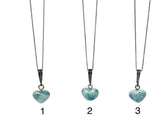 Larimar Heart Pendant Necklace, Healing Stone Jewelry, Silver Bohemian Jewely, Dominican Republic Larimar Pave Diamond Gemstone Necklace