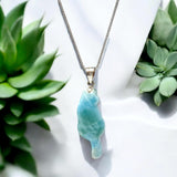 Larimar Cat Pendant Necklace, Larimar Necklace, Bohemian Jewelry, Dominican Republic Larimar Pendant Healing Stone Jewelry Gifts for Her
