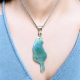 Larimar Cat Pendant Necklace, Larimar Necklace, Bohemian Jewelry, Dominican Republic Larimar Pendant Healing Stone Jewelry Gifts for Her