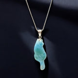 Larimar Cat Pendant Necklace, Larimar Necklace, Bohemian Jewelry, Dominican Republic Larimar Pendant Healing Stone Jewelry Gifts for Her