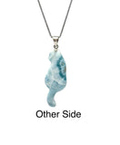 Reversible Larimar Cat Pendant Necklace, Larimar Necklace, Dominican Republic Larimar Pendant Healing Stone Jewelry Gifts, Cat Lover Gifts
