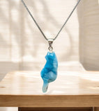 Larimar Cat Pendant Necklace, Larimar Necklace, Bohemian Jewelry, Dominican Republic Larimar Pendant Healing Stone Jewelry, 1.90” x 0.65”