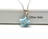 Larimar Star Shape Necklace, Atlantis Healing Stone Necklace, Silver Bohemian Jewelry, Dominican Republic Larimar Jewelry Gifts, 1.25”x0.60”