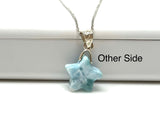 Larimar Star Shape Necklace, Atlantis Healing Stone Necklace, Silver Bohemian Jewelry, Dominican Republic Larimar Jewelry Gifts, 1.25”x0.60”