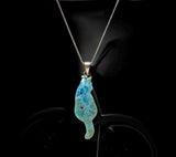 Larimar Gemstone Necklace, Reversible Larimar Cat Pendant Necklace, Dominican Republic Larimar Pendant Healing Stone Jewelry Gifts for Her