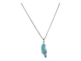 Larimar Gemstone Necklace, Larimar Cat Pendant Necklace, Bohemian Jewelry, Dominican Republic Larimar Pendant Healing Stone Jewelry Gifts