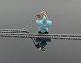 Larimar Gemstone Necklace, Atlantis Healing Stone Necklace, Sterling Silver Dominican Republic Larimar Jewelry Gifts, 1.25”x0.60”