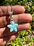 Larimar Gemstone Necklace, Atlantis Healing Stone Necklace, Sterling Silver Dominican Republic Larimar Jewelry Gifts, 1.25”x0.60”