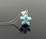 Larimar Necklace, Atlantis Healing Stone Jewelry, Silver Bohemian Jewelry, Dominican Republic Larimar Star Jewelry Gifts, 1.25”x0.75”