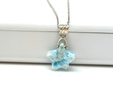 Larimar Gemstone Necklace, Atlantis Healing Stone Jewelry, Sterling Silver Dominican Republic Larimar Jewelry Gifts, 1.25”x0.70”