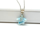 Larimar Gemstone Necklace, Atlantis Healing Stone Jewelry, Sterling Silver Dominican Republic Larimar Jewelry Gifts, 1.25”x0.70”