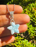 Larimar Gemstone Necklace, Light Blue Larimar Star Necklace, Bohemian Jewelry Gifts, Dominican Republic Larimar Necklace, 1.25” x 0.60”